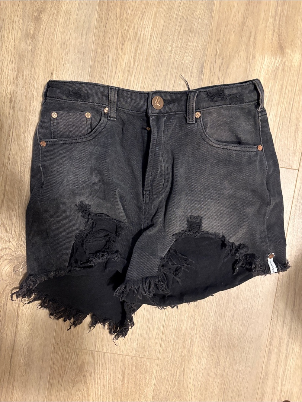 One Teaspoon Black Distressed Frayed Hem Denim Shortsl legend Sz 26